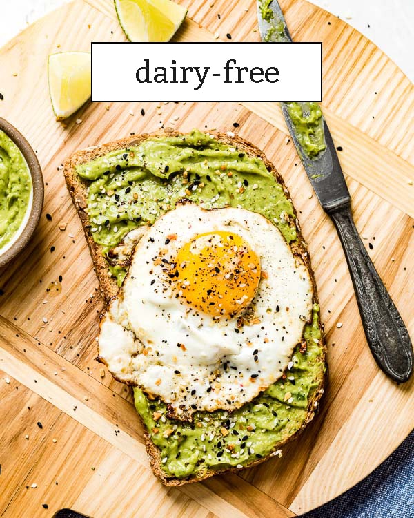 Avocado toast with an egg on top representing dairy free recipes