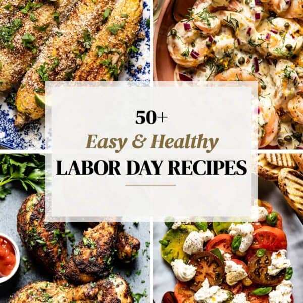 A collage of Labor Day food ideas with text on the image.