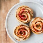 apple roses on a plate from the top view