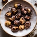 oven roasted chestnuts in a bowl