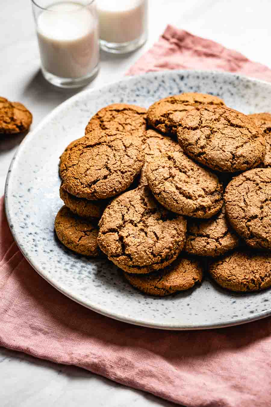 Gingerbread Cookies with almond flour on a plate.