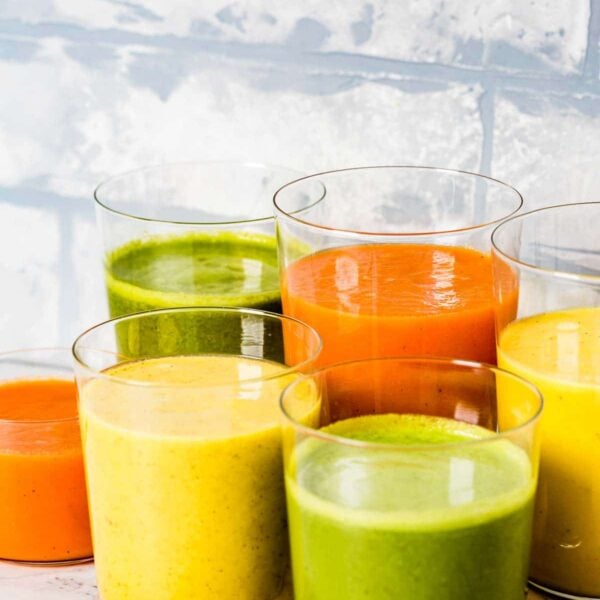 Colorful Turmeric Smoothies in glasses